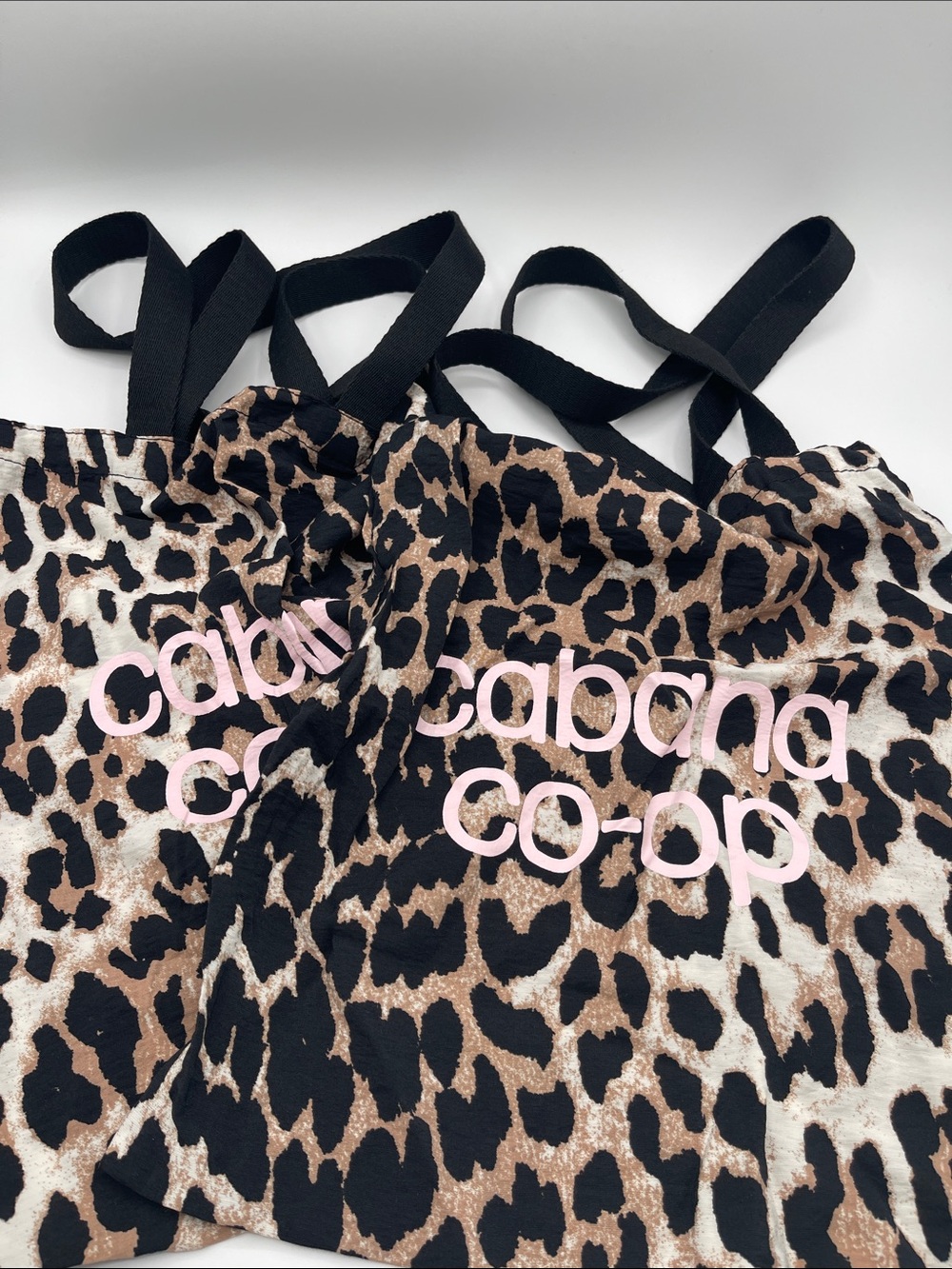 Cabana Co-Op Leopard Print Tote Bags Set of 2 Beach Pool Totes
